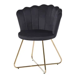 Wohnen Retro Muschelstühle in Schwarz Samt - Rubins (2er Set)