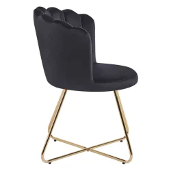 Wohnen Retro Muschelstühle in Schwarz Samt - Rubins (2er Set)