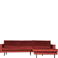 Retro Polsterecke in Kastanienfarben Samtstoff - Enzing^Wohnen