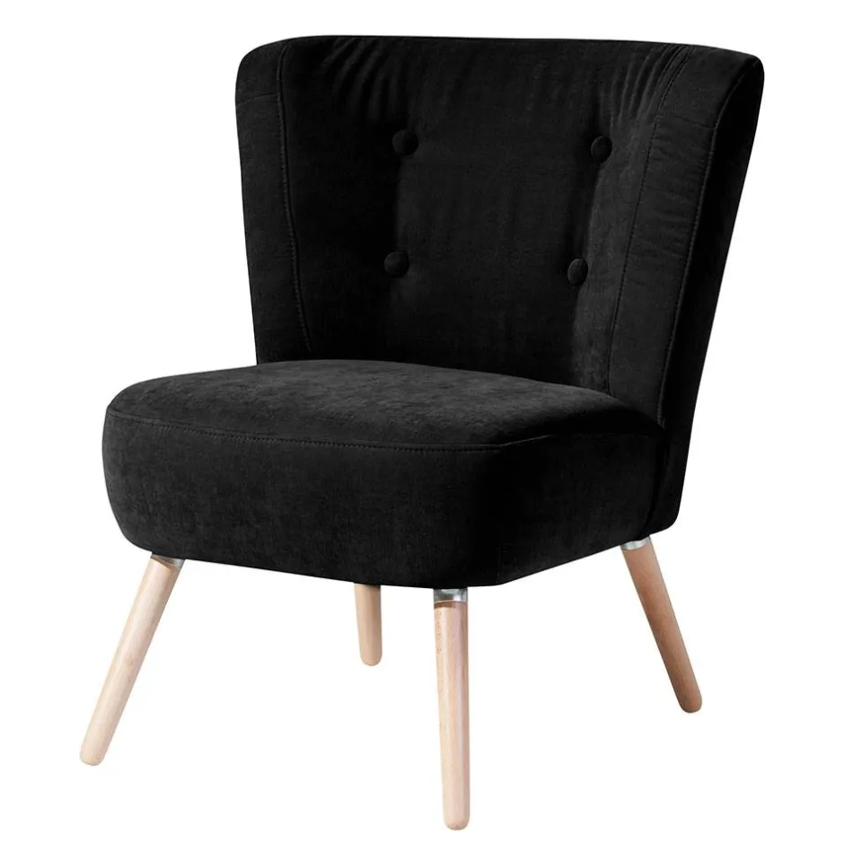 Wohnen Retro Polstersessel in Schwarz Velours - Adaliz
