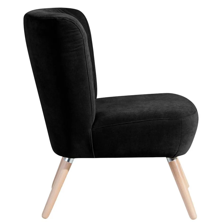 Wohnen Retro Polstersessel in Schwarz Velours - Adaliz