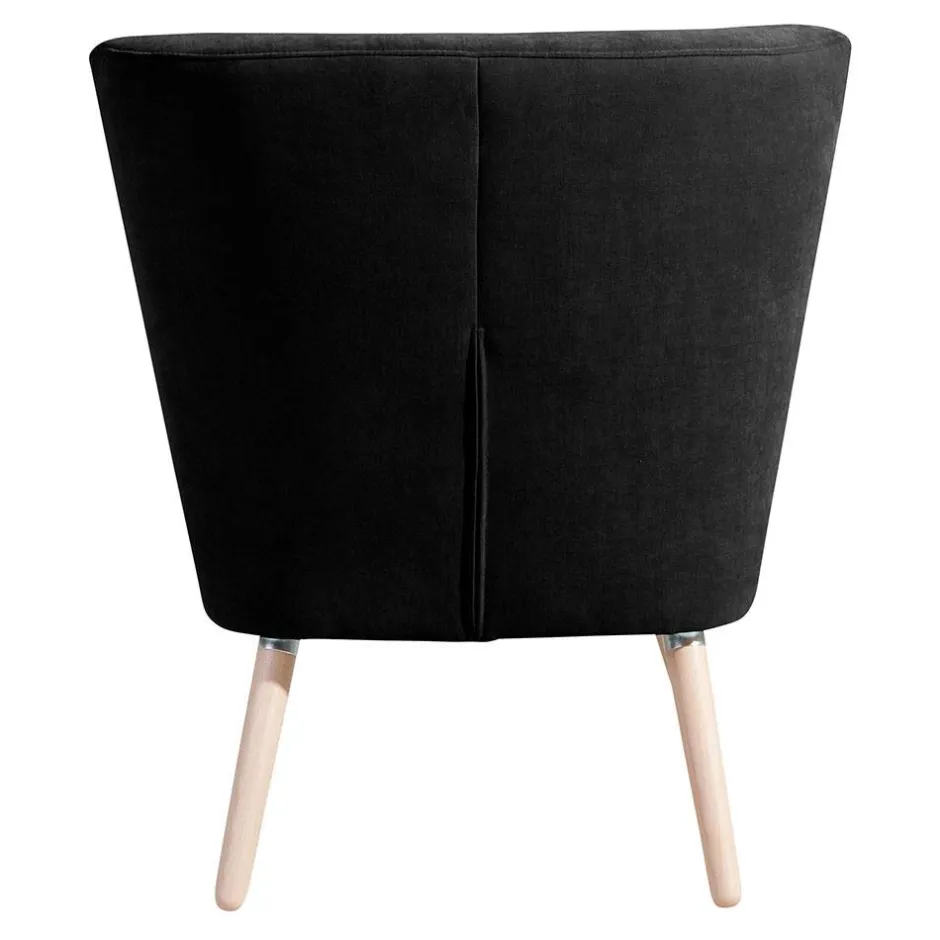 Wohnen Retro Polstersessel in Schwarz Velours - Adaliz
