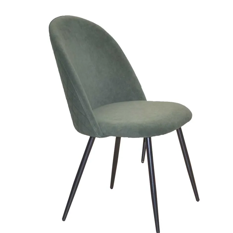 Wohnen Retro Polsterstühle in Oliv Grün - Perry (4er Set)