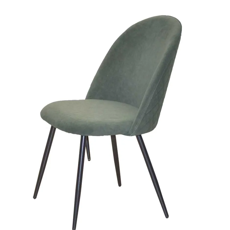 Wohnen Retro Polsterstühle in Oliv Grün - Perry (4er Set)