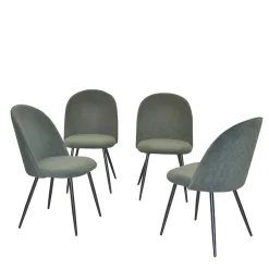 Wohnen Retro Polsterstühle in Oliv Grün - Perry (4er Set)