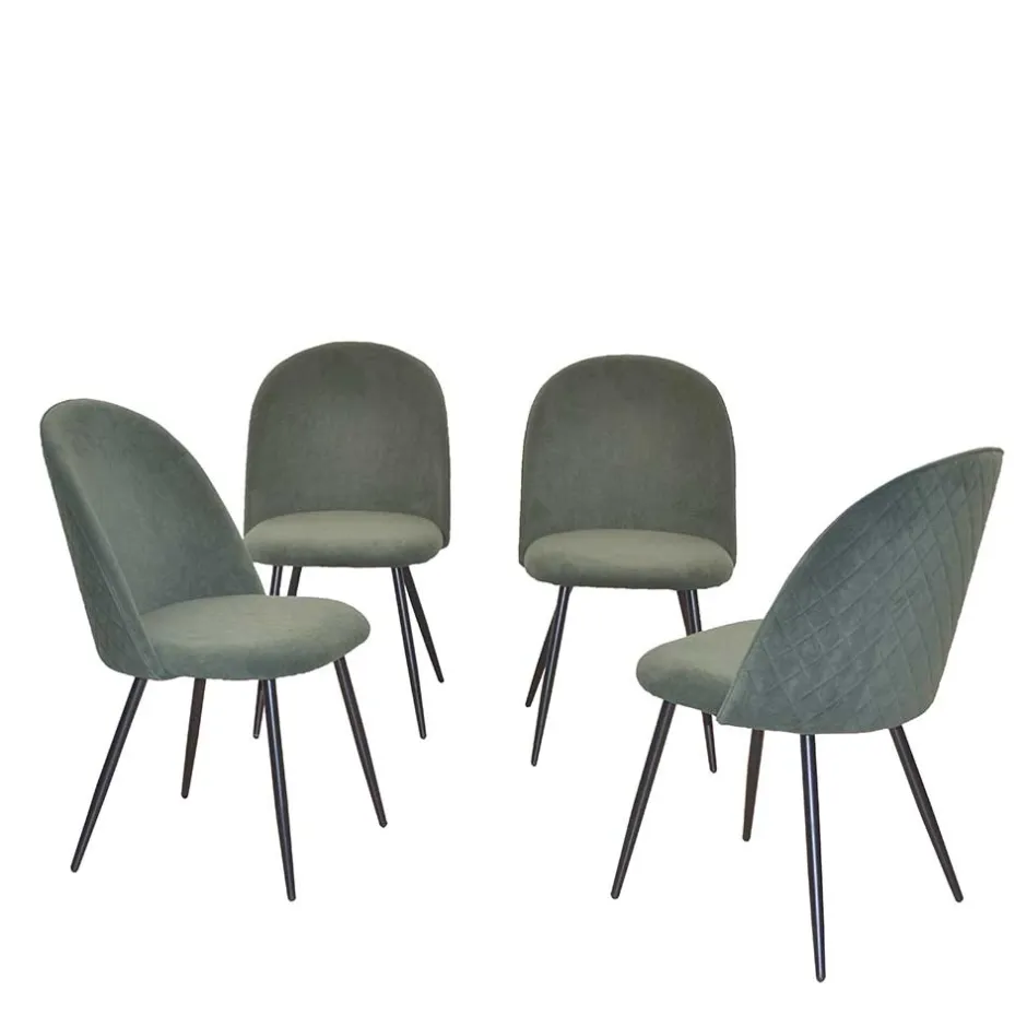 Wohnen Retro Polsterstühle in Oliv Grün - Perry (4er Set)