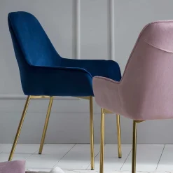 Retro Samtstühle in Blau & Gold - Angora (2er Set)^Wohnen Hot