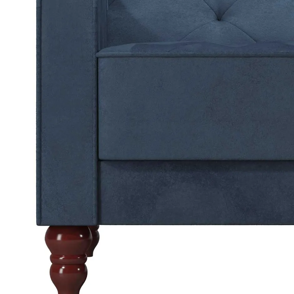 Retro Schlafsofa in Blau und Nussbaum Braun - Ziovarica^Wohnen Discount