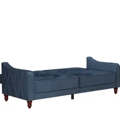 Retro Schlafsofa in Blau und Nussbaum Braun - Ziovarica^Wohnen Discount