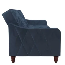 Retro Schlafsofa in Blau und Nussbaum Braun - Ziovarica^Wohnen Discount
