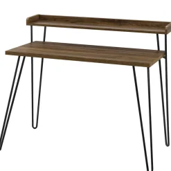 Wohnen Retro Schreibtisch in Walnuss Optik & Schwarz - Filumenta