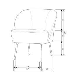 Retro Style Sessel in Khaki Samtbezug - Cuba^Wohnen Best