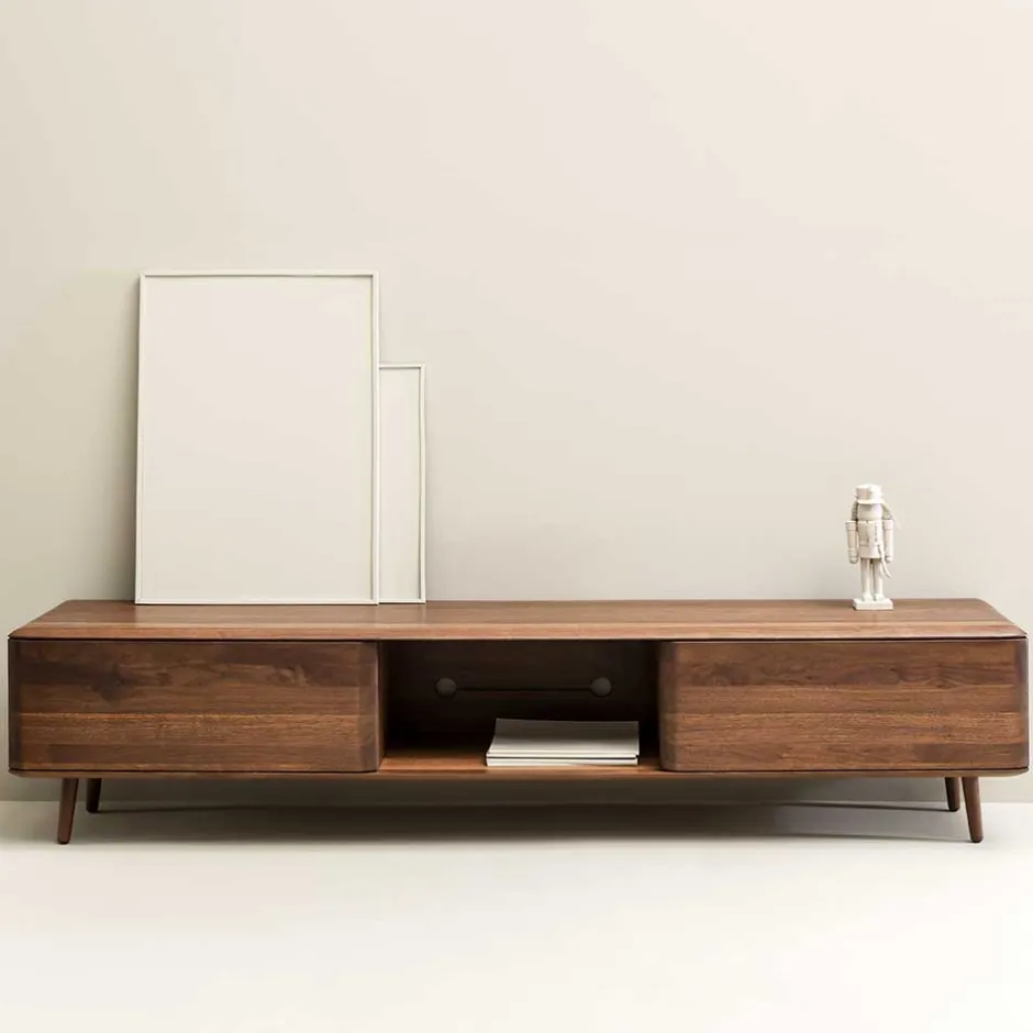 Wohnen Retro TV Element aus Nussbaum Massivholz - Rivossa