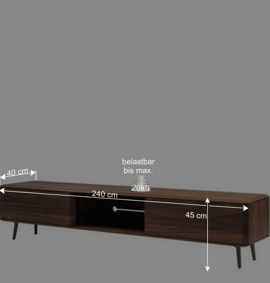 Wohnen Retro TV Element aus Nussbaum Massivholz - Rivossa