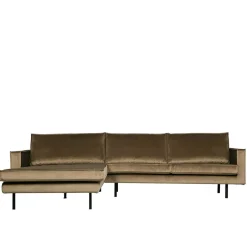 Wohnen Retro Velvet Ecksofa in Taupe - Museo
