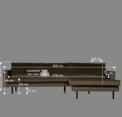 Wohnen Retro Velvet Ecksofa in Taupe - Museo