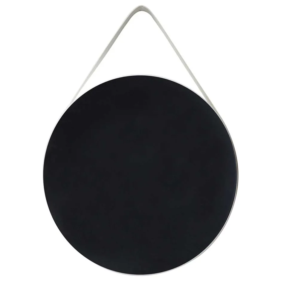 Wohnen Retro Wandspiegel mit Kunstleder in Weiß - Composia