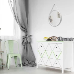 Wohnen Retro Wandspiegel mit Kunstleder in Weiß - Composia