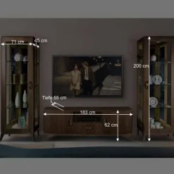 Wohnen Retro Wohnwandd in Nussbaum - Gralaz (dreiteilig)