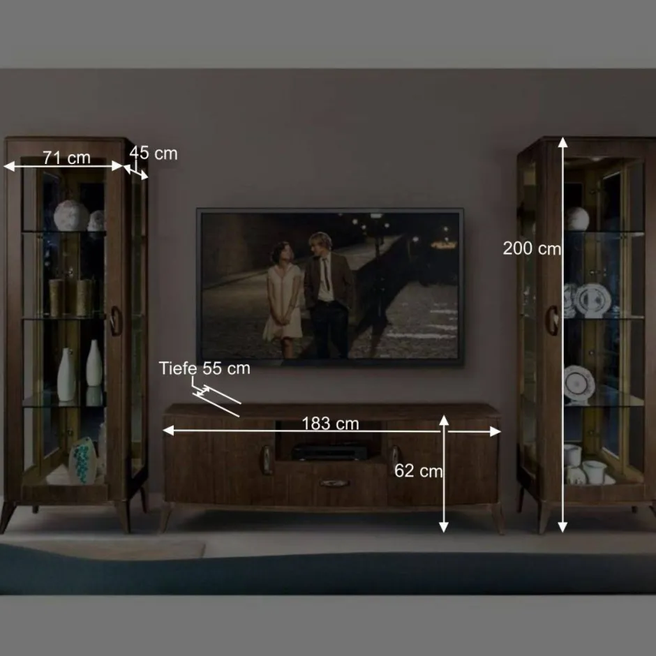 Wohnen Retro Wohnwandd in Nussbaum - Gralaz (dreiteilig)