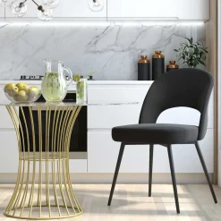 Wohnen Retrostuhl in Schwarz Samt - Magan