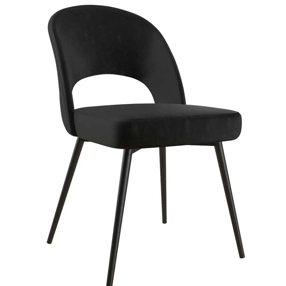 Wohnen Retrostuhl in Schwarz Samt - Magan