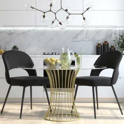 Wohnen Retrostuhl in Schwarz Samt - Magan