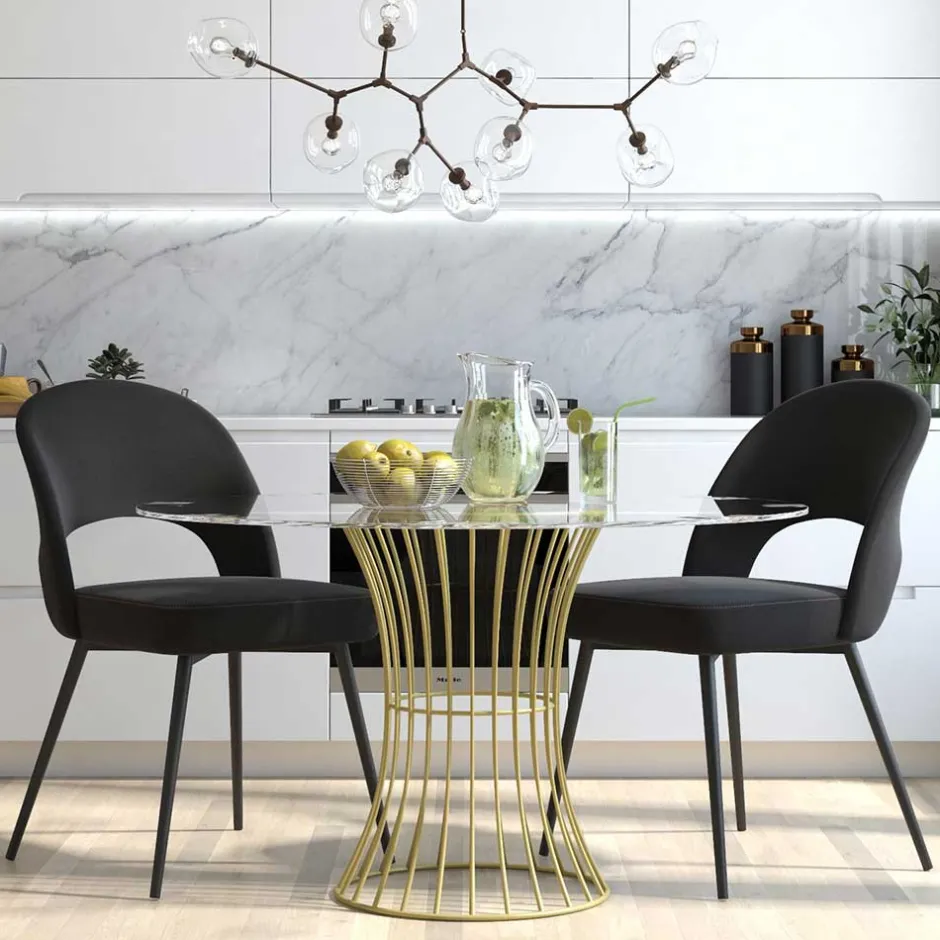 Wohnen Retrostuhl in Schwarz Samt - Magan