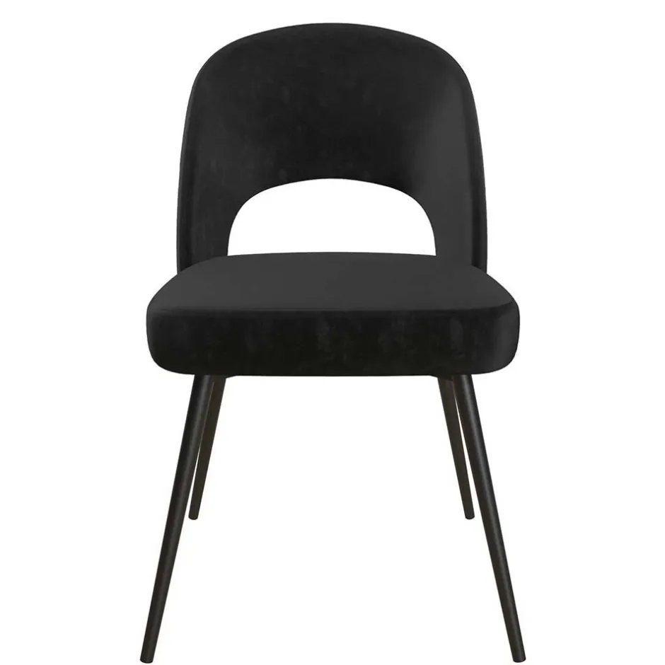 Wohnen Retrostuhl in Schwarz Samt - Magan