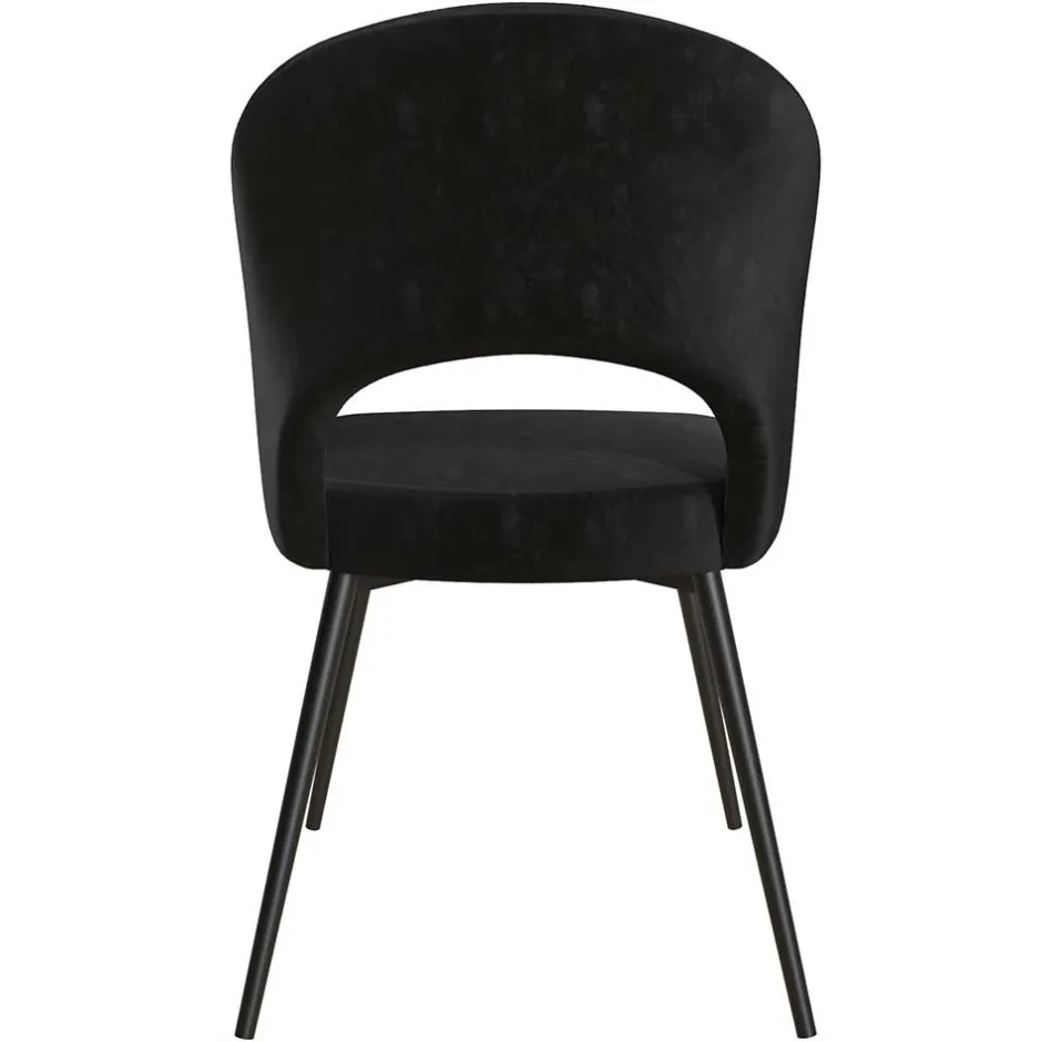Wohnen Retrostuhl in Schwarz Samt - Magan