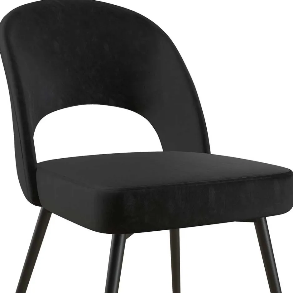 Wohnen Retrostuhl in Schwarz Samt - Magan