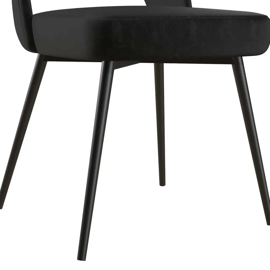 Wohnen Retrostuhl in Schwarz Samt - Magan