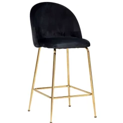 Retrostyle Barstuhl in Schwarz und Gold - Chiosma (2er Set)^Wohnen Discount