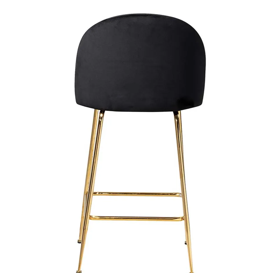 Retrostyle Barstuhl in Schwarz und Gold - Chiosma (2er Set)^Wohnen Discount