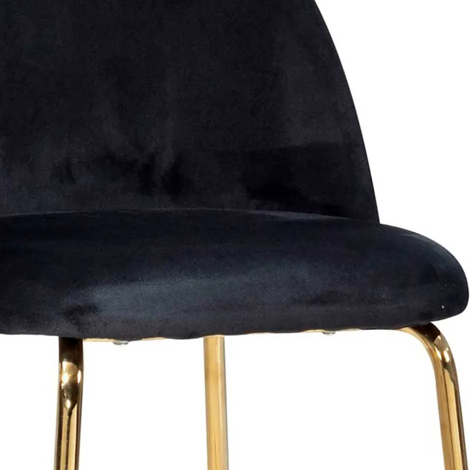 Retrostyle Barstuhl in Schwarz und Gold - Chiosma (2er Set)^Wohnen Discount