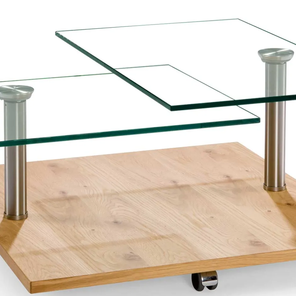Rollbarer Sofatisch mit Glasplatten - Borgetto^Wohnen Discount