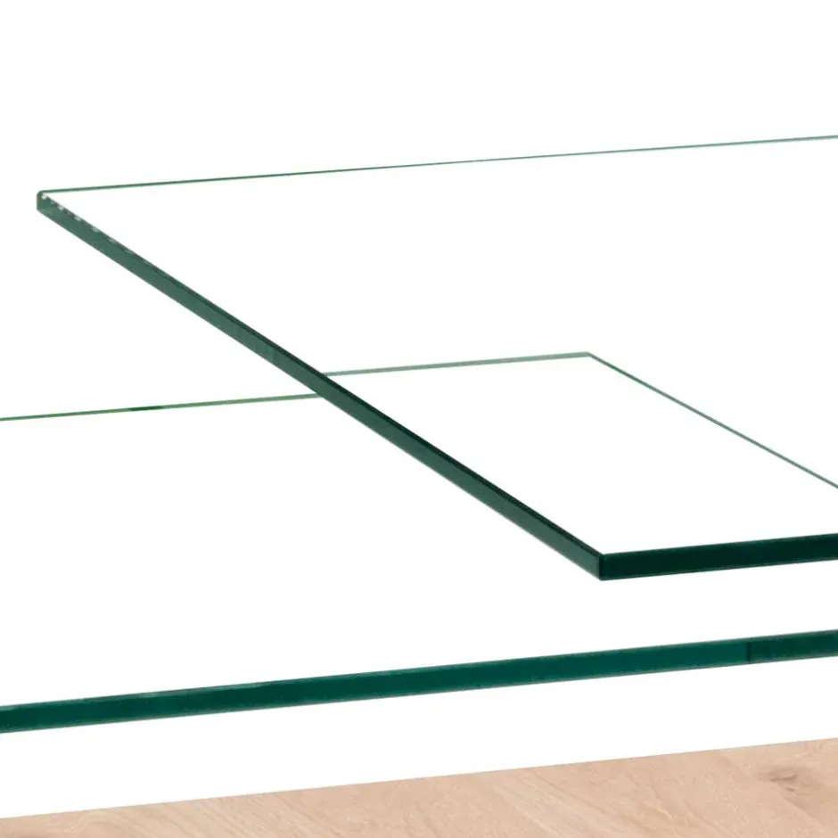 Rollbarer Sofatisch mit Glasplatten - Borgetto^Wohnen Discount