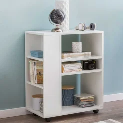 Wohnen Rollbares Regal in Weiß beschichtet - Arletta