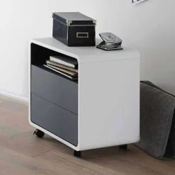 Wohnen Rollcontainer Mondsieur in Weiß Anthrazit