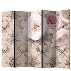 Romantisch bedruckter Paravent mit Blüten Motiv - Benns^Wohnen