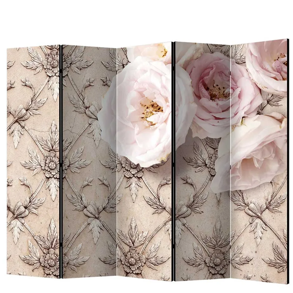 Romantisch bedruckter Paravent mit Blüten Motiv - Benns^Wohnen