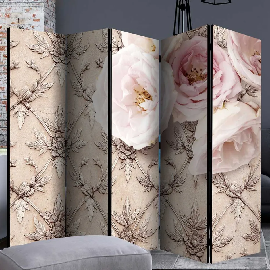 Romantisch bedruckter Paravent mit Blüten Motiv - Benns^Wohnen