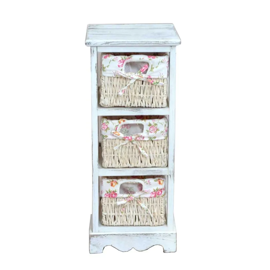 Romantisches Regal mit 3 Körben Fortiguno in Weiß^Wohnen Clearance