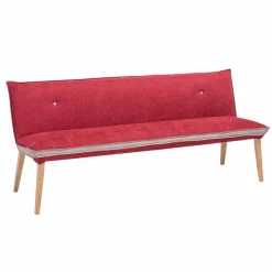 Wohnen Rote Esszimmerbank mit Rückenlehne Laudion & Massivholz Eiche