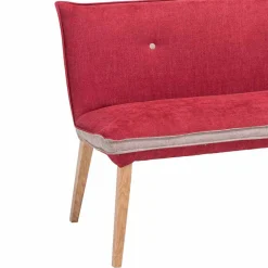 Wohnen Rote Esszimmerbank mit Rückenlehne Laudion & Massivholz Eiche