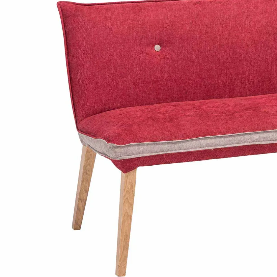 Wohnen Rote Esszimmerbank mit Rückenlehne Laudion & Massivholz Eiche