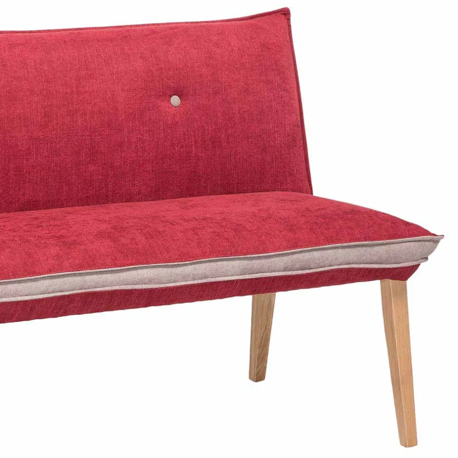 Wohnen Rote Esszimmerbank mit Rückenlehne Laudion & Massivholz Eiche