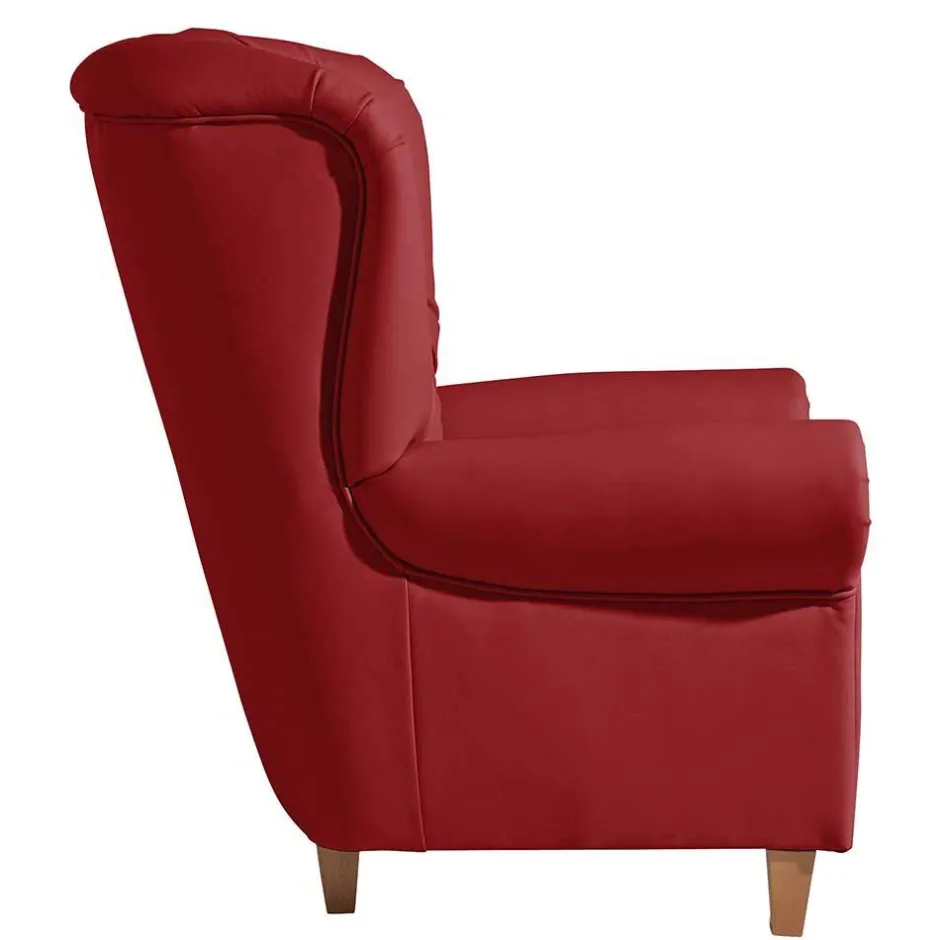 Roter Kunstleder Sessel im Chesterfield Look - Swan^Wohnen Hot