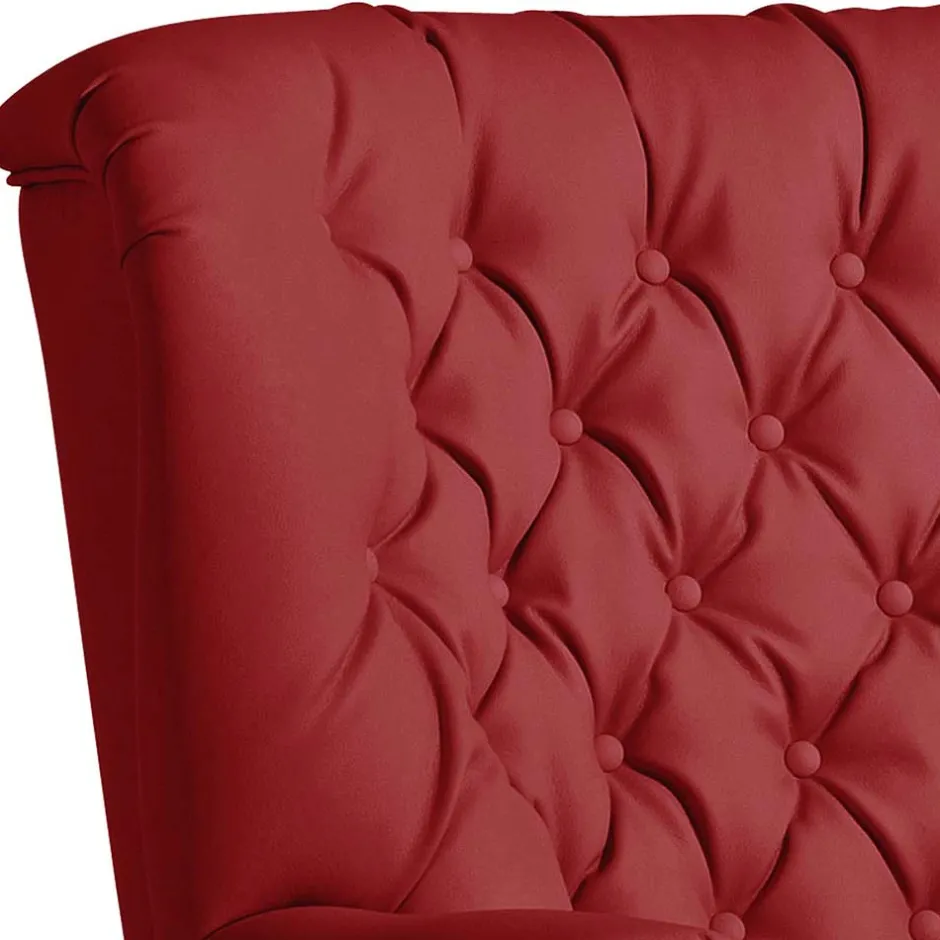Roter Kunstleder Sessel im Chesterfield Look - Swan^Wohnen Hot