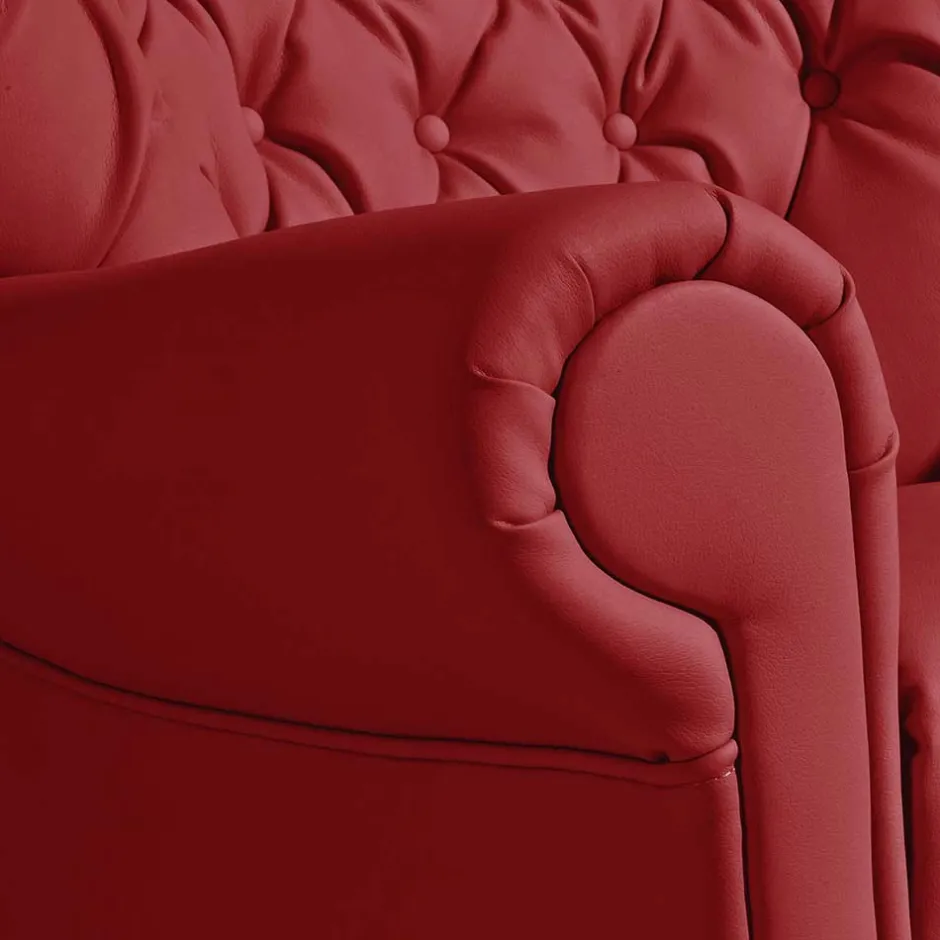 Roter Kunstleder Sessel im Chesterfield Look - Swan^Wohnen Hot